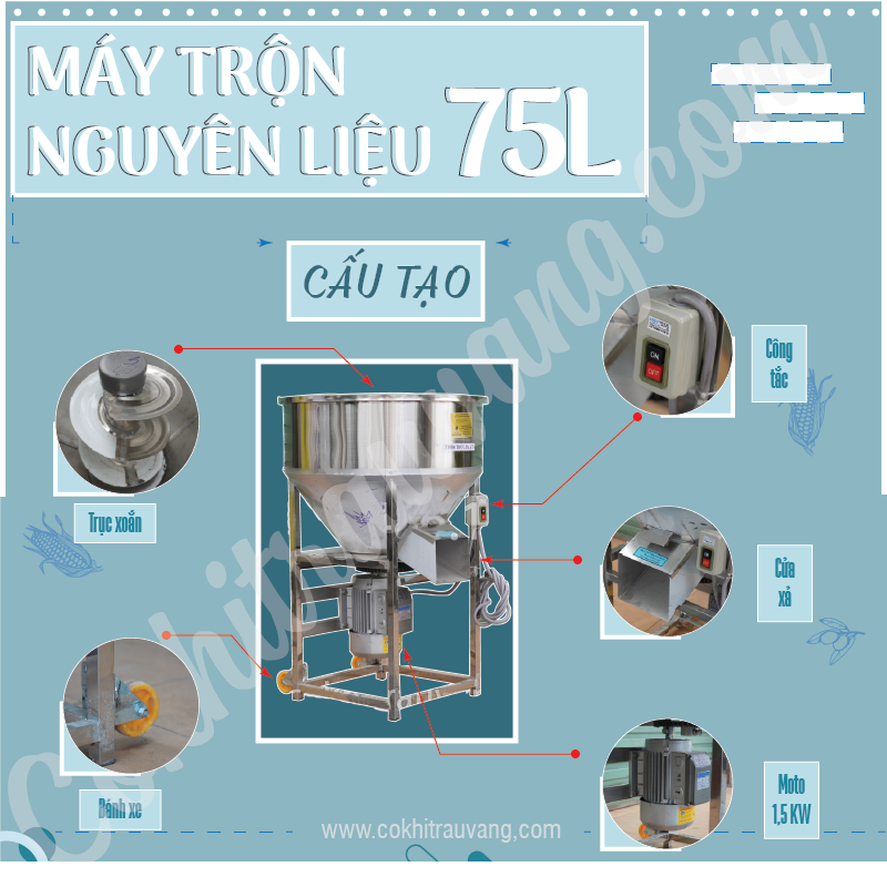 cấu tạo máy trộn nguyên liệu 