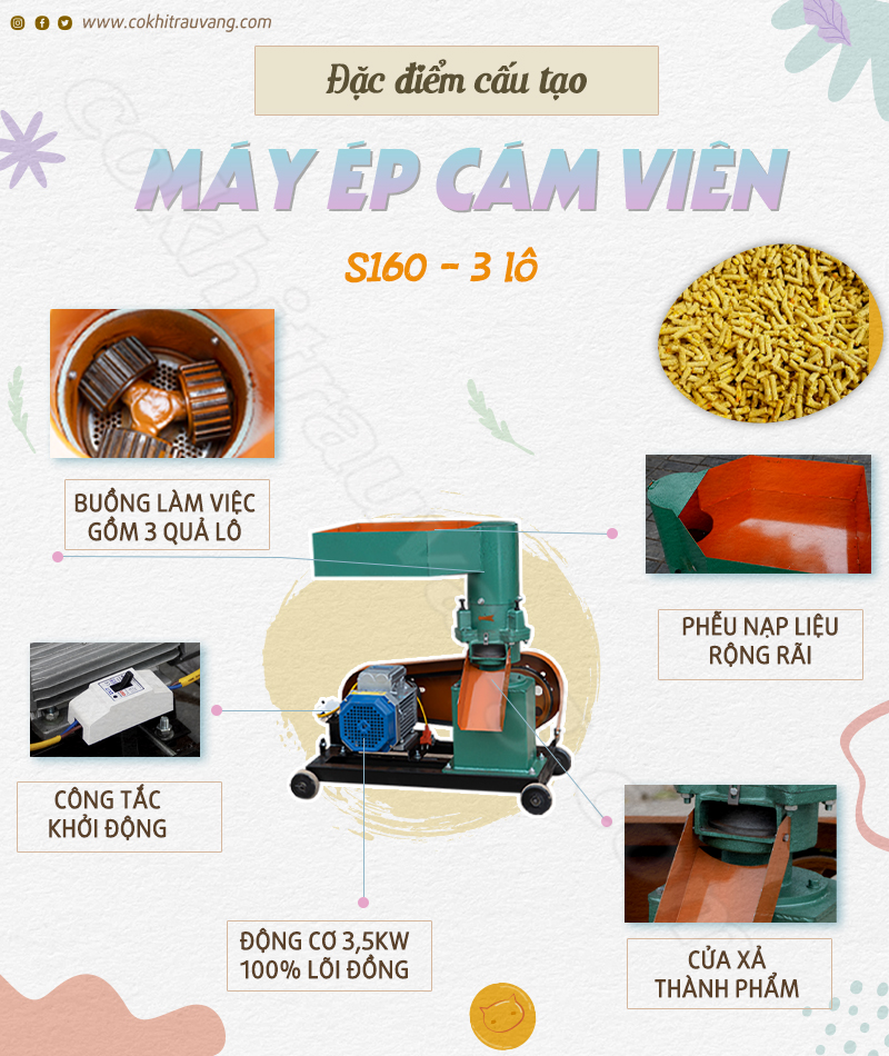 máy ép cám viên cho lợn 3 lô