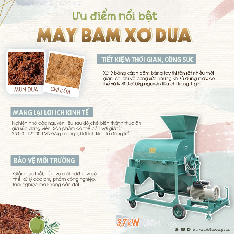 Máy băm xơ dừa XD800